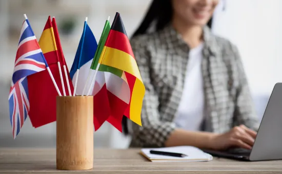 Profesional de traducción e interpretación trabajando